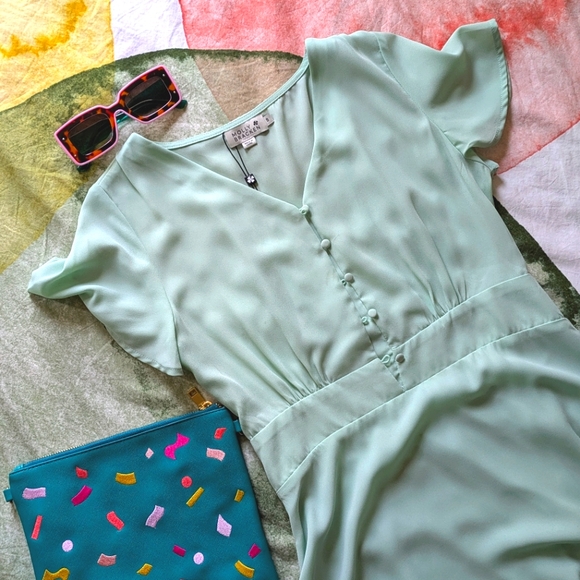 NWT Molly Bracken Mint Green Retro Mini Dress, size Small women's - Picture 2 of 12